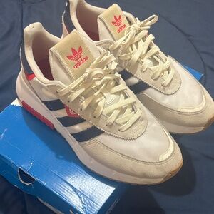 Adidas Men's White and Blue Sneakers